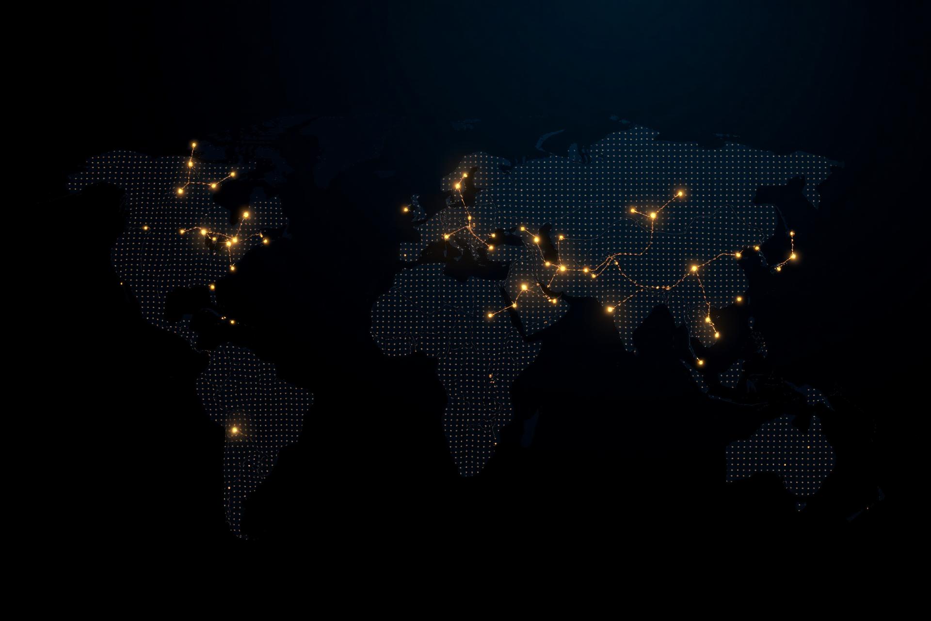 Global trade network world map